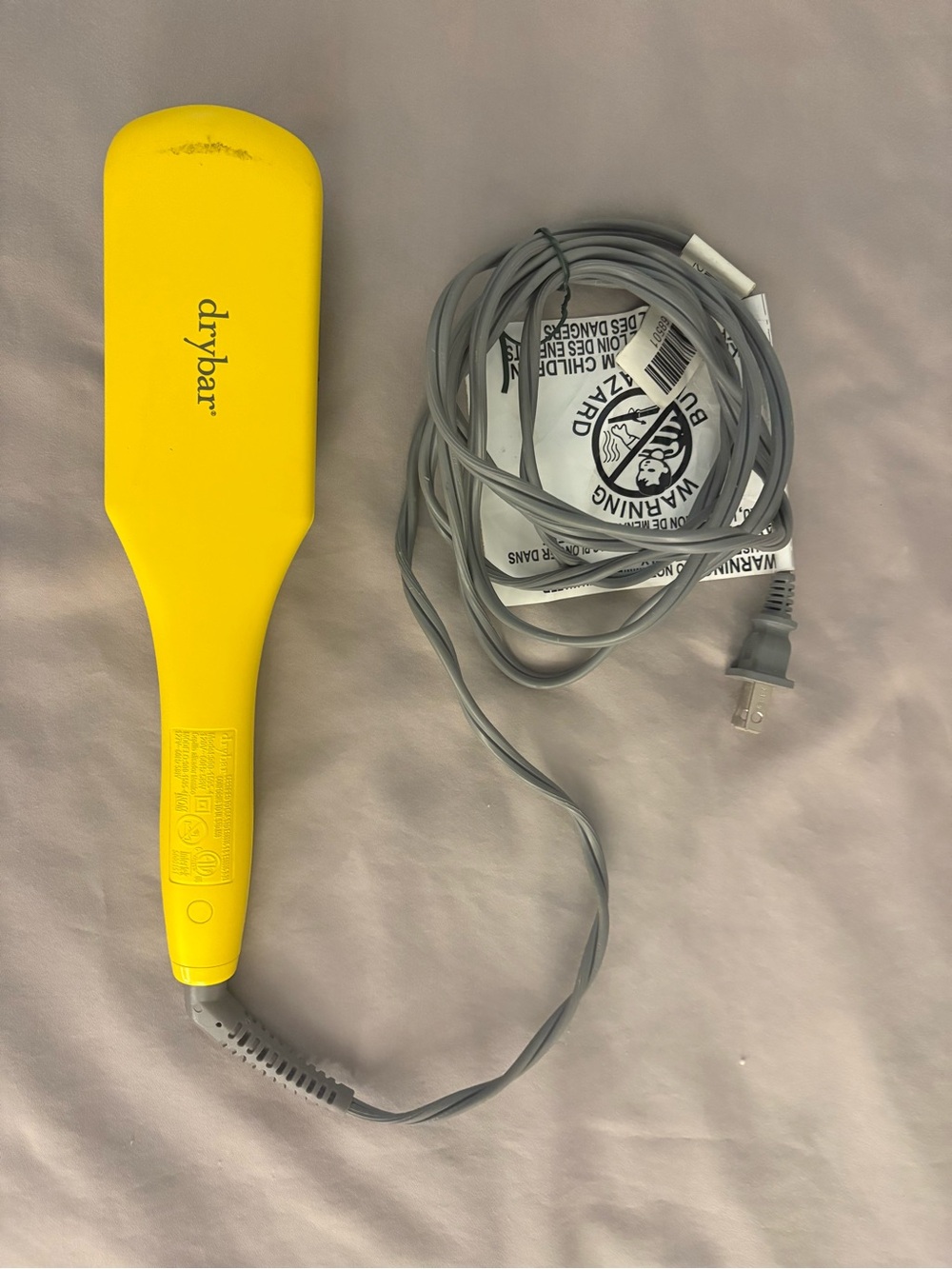 Drybar Yellow Paddle Straightening Brush with Gray Cord